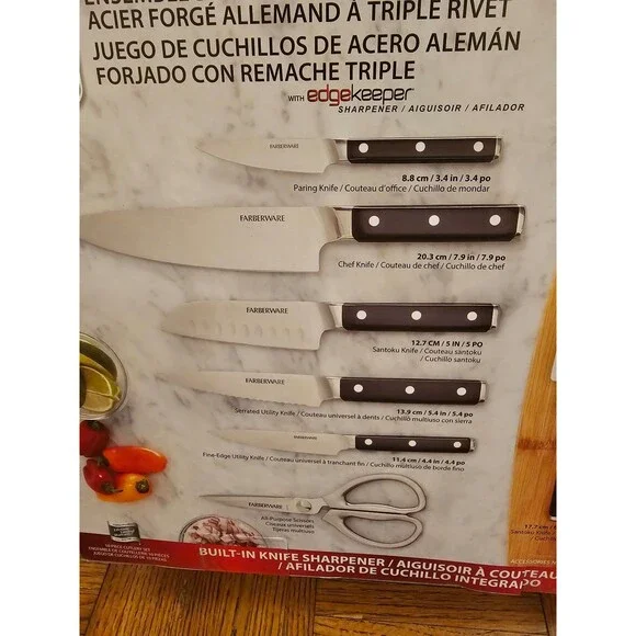 Farberware 10 piece knife set built in sharpener